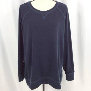 Eddie Bauer Legend Wash Sweatshirt Womens T2XL Tall 2XL Navy Blue Raglan Sleeve